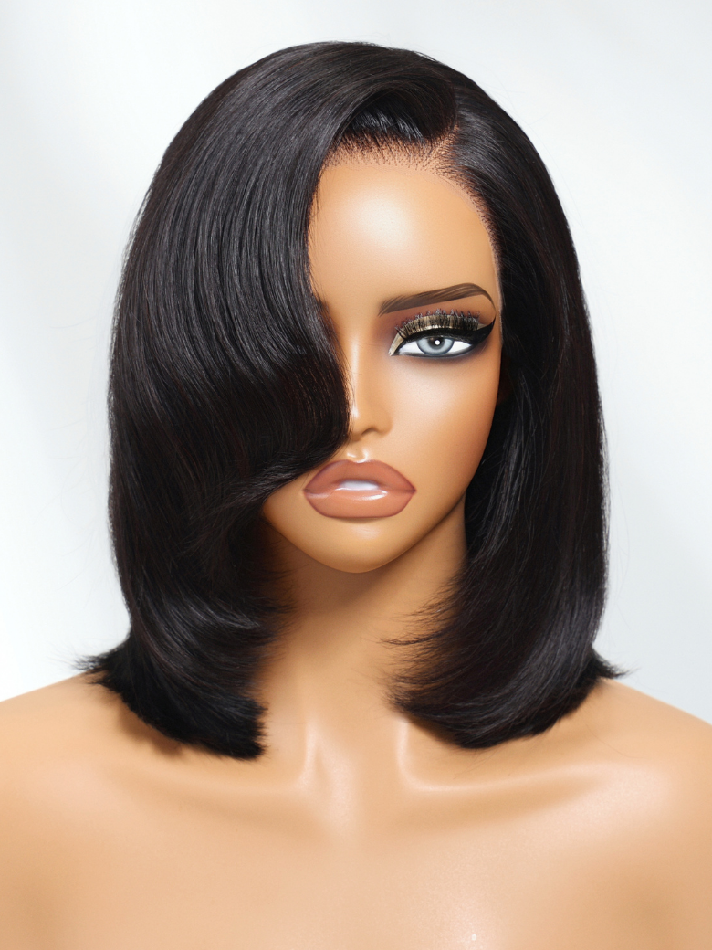 Beautyforever 7x5 Bye Bye Knots Lace Closure Layered Short Bob Wig With Side  Swept Bangs, image size:780x1040